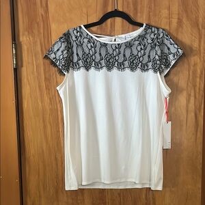 White and Black Lace Top